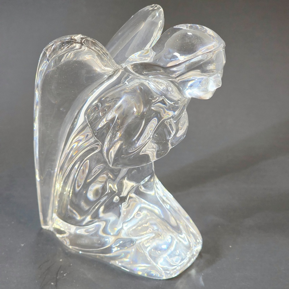 Vintage Baccarat France Crystal Kneeling Angel Nativity Figurine
